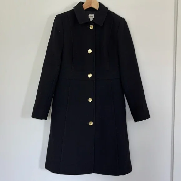 NWT J. Crew Black Wool-blend lady day coat peacoat size 14 - Picture 4 of 7